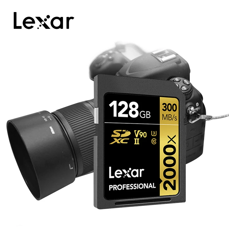 Оригинальная sd-карта Lexar 2000X UHS-II 32G 64gb 128G карта памяти 300 МБ/с./с высокоскоростная Флешка для цифровой зеркальной камеры 3d 4k