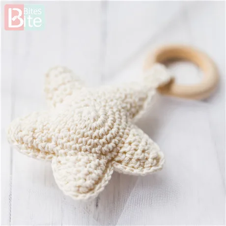 Bite bings 1 шт. Amigurumi Star Mobile для детской кроватки, подвесные игрушки, погремушки для младенцев, забавные Развивающие игрушки для малышей, вязанные крючком детские игрушки - Цвет: Beige Star