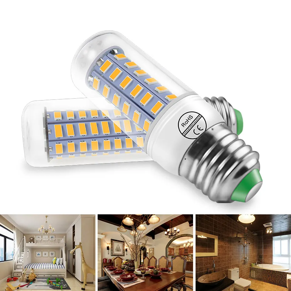 

Led Lamp E27 E14 LED Bulb 24 36 48 56 69 72LEDS SMD5730 Daylight LED Corn Bulb 220V Energy Saving Chandelier Candle LED Light