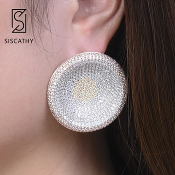 

Siscathy Deluxe Geometric AAA Cubic Zirconia African Nigerian Wedding Earrings Stud Earrings fashion earing for women 2019