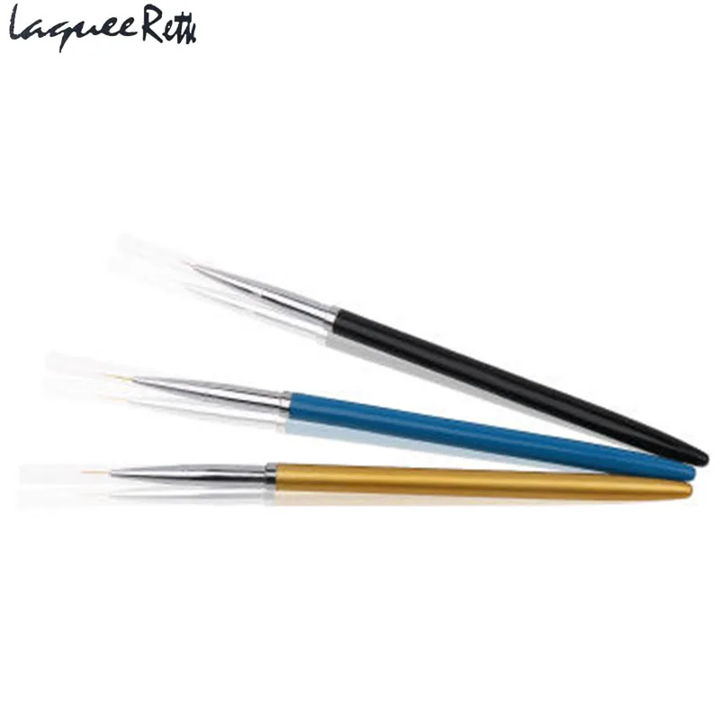 3pcs/Set Nail Art Brush Alloy Handle Import Nylon Hair Nail Art Liner UV Gel Painting Drawing Design Pen Tool 3