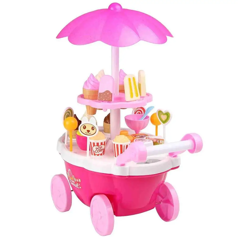 Тележка для мороженого, конфет, красивая игрушка для ролевых игр, еда, десерт и наличные тележка, набор игрушек для детей и девочек, красочные игрушки для малышей, игровая тележка - Цвет: Cart B