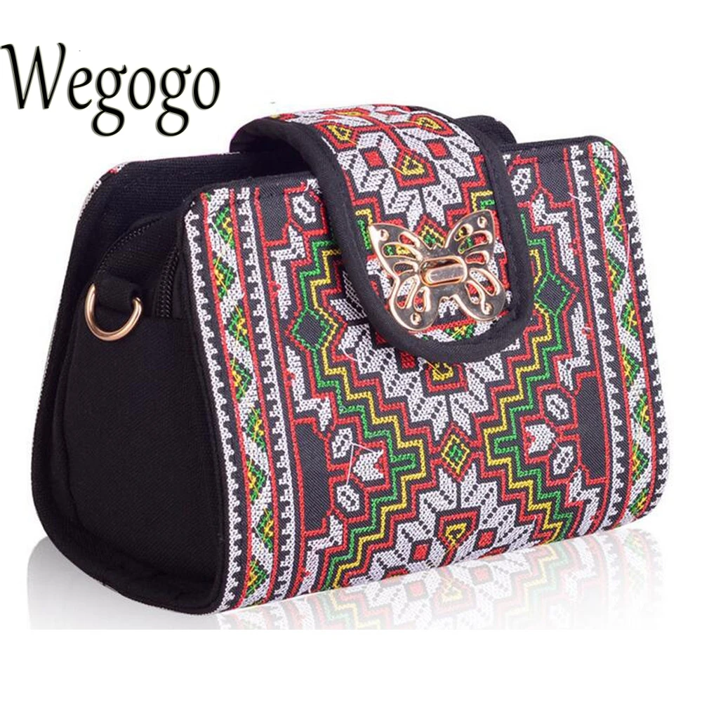 Wegogo Women Bag Ethnic Vintage Embroidered Canvas Cover Shoulder Messenger Bags Hmong Handmade ...