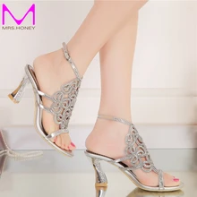 2016 Women Summer Sandals High Quality Silver Rhinestone Bridal Dress Sandals For Summer Open Toe Sparkling Wedidng Party Shoes