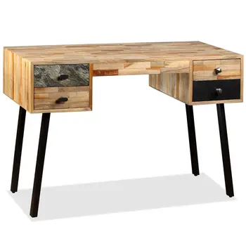 

Writing Desk Solid Reclaimed Teak Vintage-style Colours and Grain of the Wood Vary Accessory for Study, Office or Living room