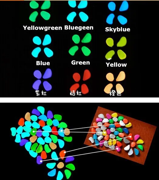 100 pc аквариум садовой дорожки партер Декор светится в темноте флуоресцентный Галька