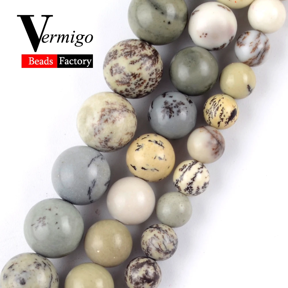 

Natural Chinese Picture Jaspers Gem DIY Necklace Bracelet For Jewelry Making Wholesale Round Loose Spacer Beads 6mm-12mm 15"