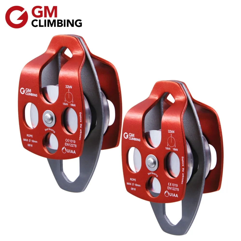 GM CLIMBING 40kN Micro Double Pulley Prusik Minding Ball Bearing UIAA