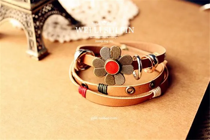 Free Shipping 2014 Fashion Jewelry Wrap Charm Leather Bracelet with Braided rope Women S3041 | Украшения и аксессуары