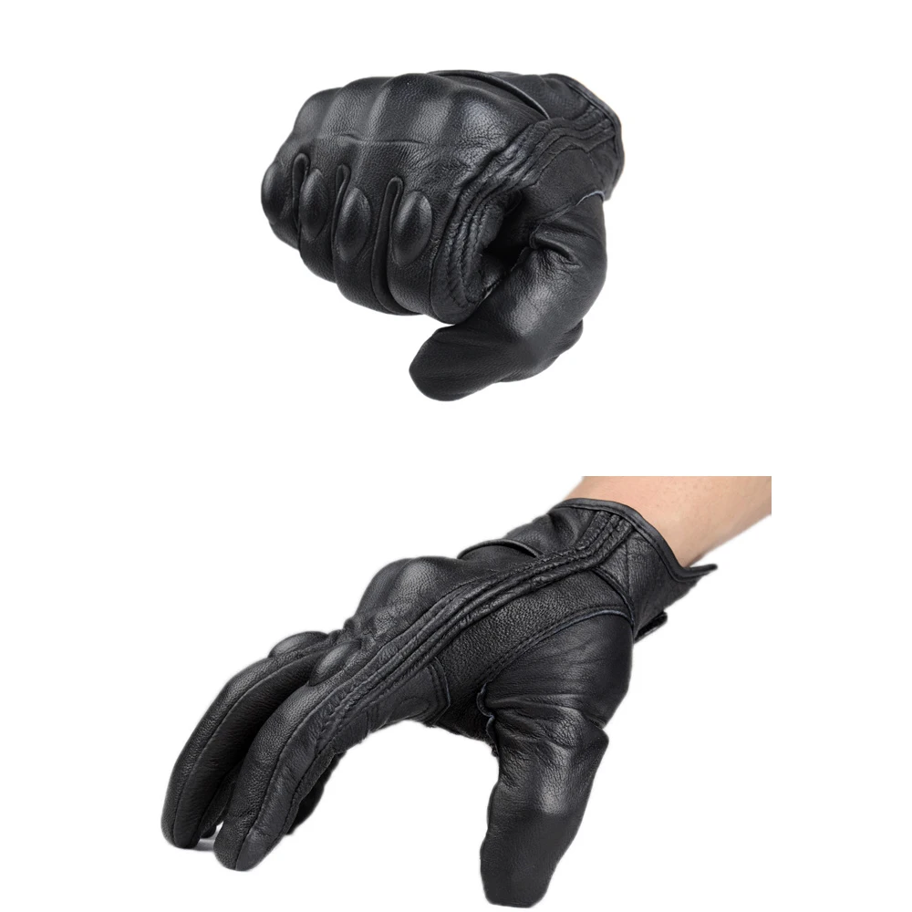 Knight Retro Pursuit Perforated Real Leather Motorcycle Glove Moto Waterproof Gloves Motorcycle Protective Gears Motocross Glove