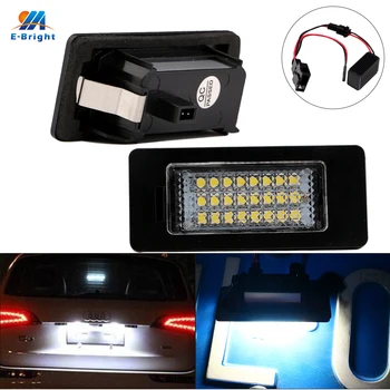 

YM E-Bright 1pair 3.8W 2835 24 SMD NO Error LED License Plate Lights Canbus 12V For Audi A1 A4 A5 RS5 A6 C7 Q5 S5 White 6500K
