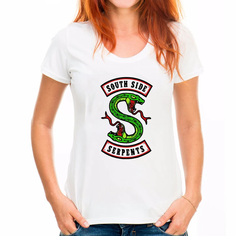 Summer Riverdale T Shirt Women Harajuku Snake Print Fashion Short Sleeve Southside Riverdale Serpents Jughead Female Tshirt Tops