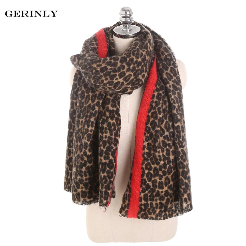 Леопардовый шарф с принтом для женщин Зимний кашемировый теплое длинное одеяло