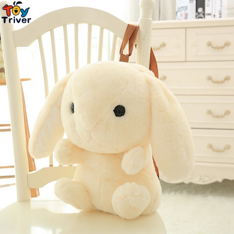 Kawaii плюшевый кролик одеяло «кролик» игрушка чучела Животные Кукла школьная сумка рюкзак детские дети мама подарок на день рождения - Цвет: beige