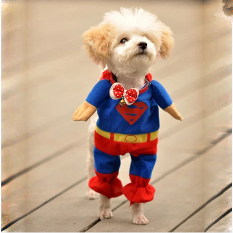 

New Hot Pet Dog Puppy Cotton Superman Clothes Apparel Costumes Outfit Suit Cat Dog Clothing Free Shipping