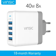 Vinsic 4 USB WALL Зарядное устройство Универсальное зарядное Зарядное устройство стены Зарядное устройство 2.4A для iPhone 7 Plus Samsung S8 S7 край S6 Xiaomi смартфонов