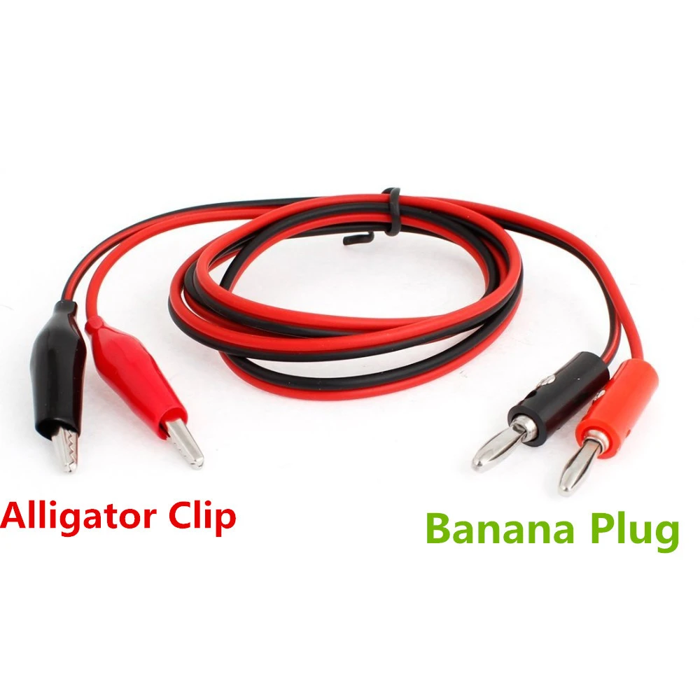 Red+Black Cord Cable Alligator Test Lead Clip to Male Banana Plug 1M Red+Black Cord Cable Alligator Test Lead Clip to Male Banana Plug 1M