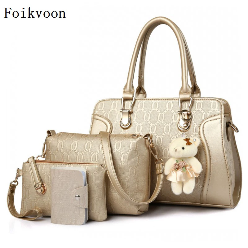 

Foikvoon Composite Bag Women Fashion PU Leather Female Handbags Bags Solid Color Practical Woman Shoulder Bags