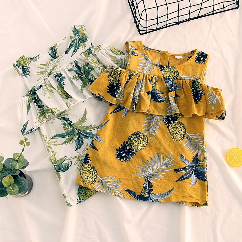 

Retail 2018 printing baby girl Pineapple strpless girls dress summer sweety children's dresses kids dresses for girls
