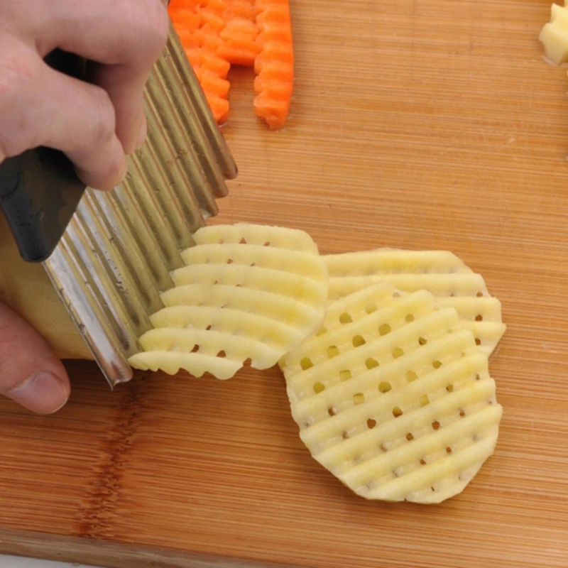 

Stainless Steel Potato Fries Slicer Wave Cutting Machine Making Peeler Vegetable Kitchen Tool Fruit Utility Knife Accessory Pro
