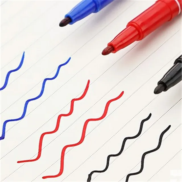 High quality 6824 Waterproof permanent dual tip  0.5/1.0 mm Nib Black blue red Art Marker Pens Student school office stationery 3