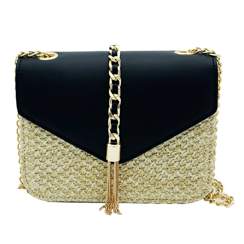 

KYYSLO Chain Luxury Mini women's bag Korean casual fashion women Shoulder Bag Fringed straw braided Crossbody Bag