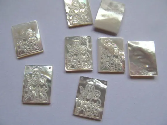 Ручной 12pcs8-20mm Подлинной СС Оболочки, резные Прямоугольник Ablong круглый овал сердце Девы Белые Шарики Ювелирных Изделий