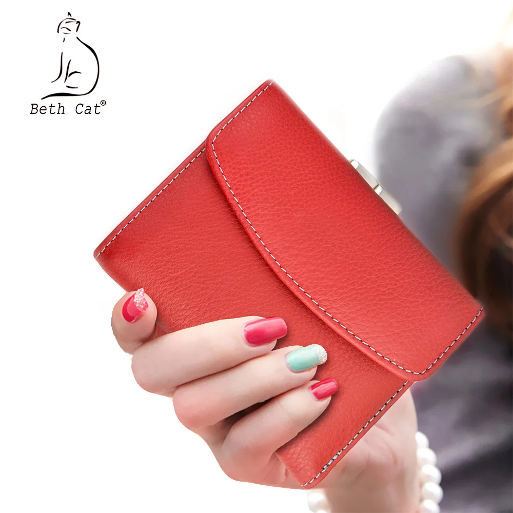 Продажа Beth Cat, новинка, короткий женский кошелек из натуральной кожи, Модный женский маленький кошелек, сумка для денег, Дамский Мини держатель для к...