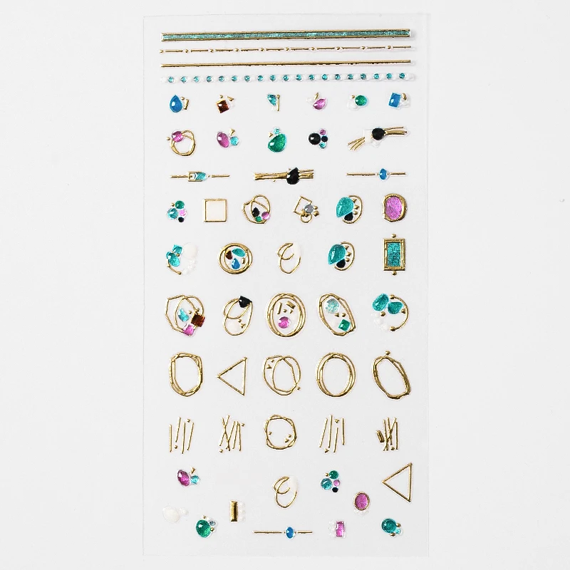 1 лист 3D ювелирные наклейки для ногтей, золотые, бронзовые, блестящие, легкие наклейки, цветы, мультфильм, духи, Серебряное украшение - Цвет: M32412
