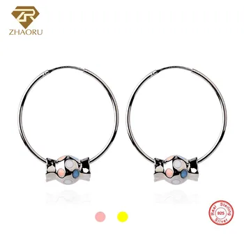 

ZHAORU 925 Sterling Sliver Earrings Ear Loop Enamal Earring Pandore Charm Earring for Women Fashion Fine Jewelry Earring Gift