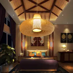 Юго-Восточной Азии бамбук подвесные светильники Гостиная Спальня лампа минималистский татами Ресторан японской подвесной светильник LU728302