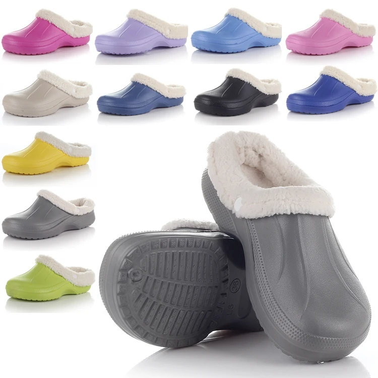 

1 Pair Men Eco Slip-on Warm Winter Fur Garden Shoes Clog Indoor Casual Warm Home Slippers EVA Flat Clog Footwear High Quantity