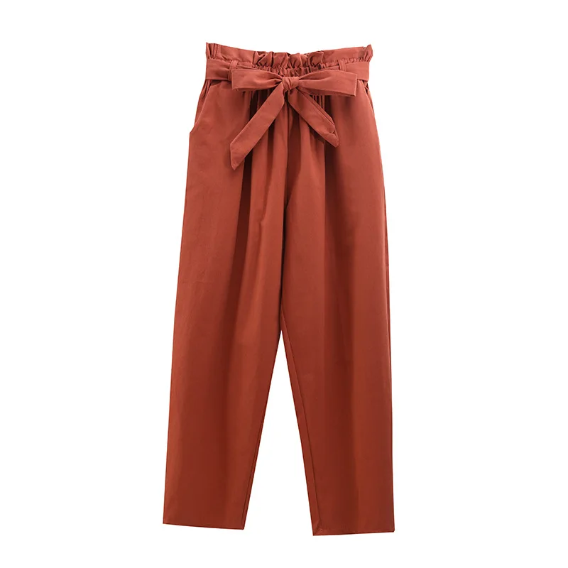 Sweet High Elastic Waist Pants Women With Bow 2019 Autumn Loose Black Pants Women Spring Casual Ankle-length Capris Pants Summer Sweet High Elastic Waist Pants Women With Bow 2019 Autumn Loose Black Pants Women Spring Casual Ankle-length Capris Pants Summer