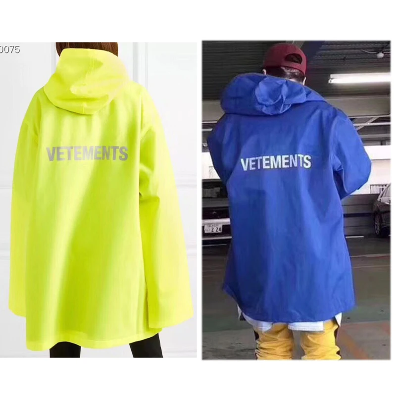 

Streetwear Vetements Jackets Men Women Hip Hop Blue Yellow Oversized Vetements Windbreaker Waterproof Rainproof Vetements Jacket