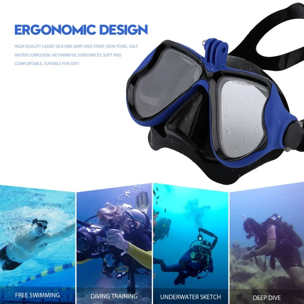 Профессиональный подводной съемки дайвинг маска подводное плавание плавательные очки для стандартных спортивные камеры GoPro удобные маски