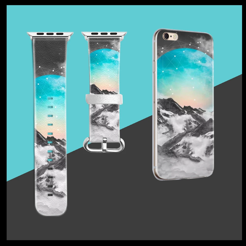 Камуфляж DiY ремешок для Apple Watch 38 мм 42 мм кожаный браслет для iWatch 40 мм 44 мм Серия 1 2 3 4 ремешок подарок для IPhone чехол