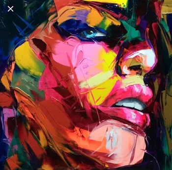 

Hand painted Francoise Nielly Palette knife portrait Face Oil painting Character figure canva wall Art picture