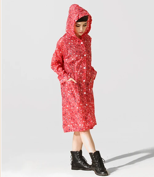 Fashion Womens Thin Portable Tour Long Trench Raincoats burber ry women Girls Stars Waterproof Clothes Red