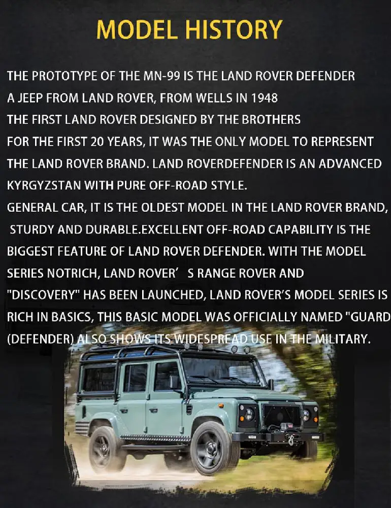 RCtown MN-99 2,4G 1/12 4WD RTR гусеничный Радиоуправляемый автомобиль для Land Rover 70 anniversary Edition модель автомобиля