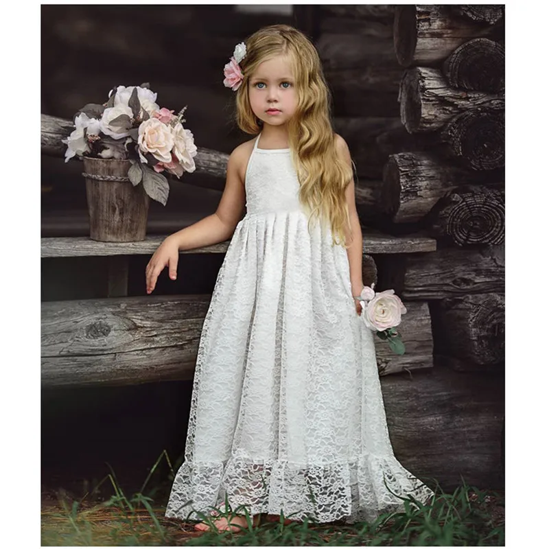 

Summer Baby Kids Lace Embroidered Girls Princess Dress For Wedding and Party Dresses Long Costume Princess Children 1-5T new