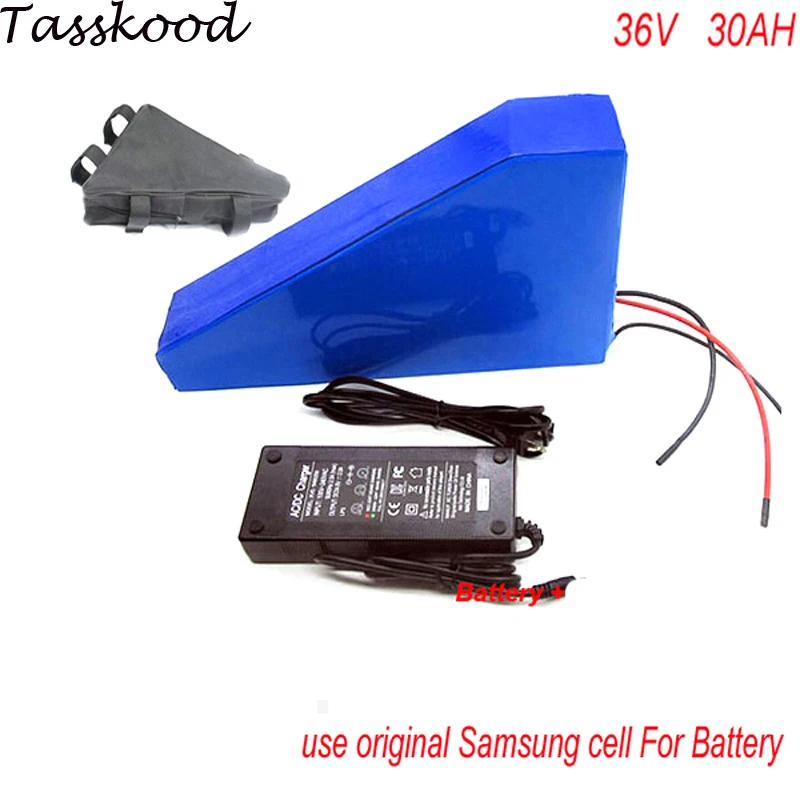 

Triangle Battery 36V 30AH Electric Bike lithium battery pack 36V 1000W Ebike battery with Samsung cells and 42v 2A fast charger