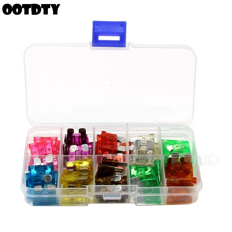 

50pcs Mixed Medium Standard Blade Fuse 32V Assortment Kit Car Auto 3A~40A+Box For Car Van Truck Coach Bus Motorcycle Quad Boat