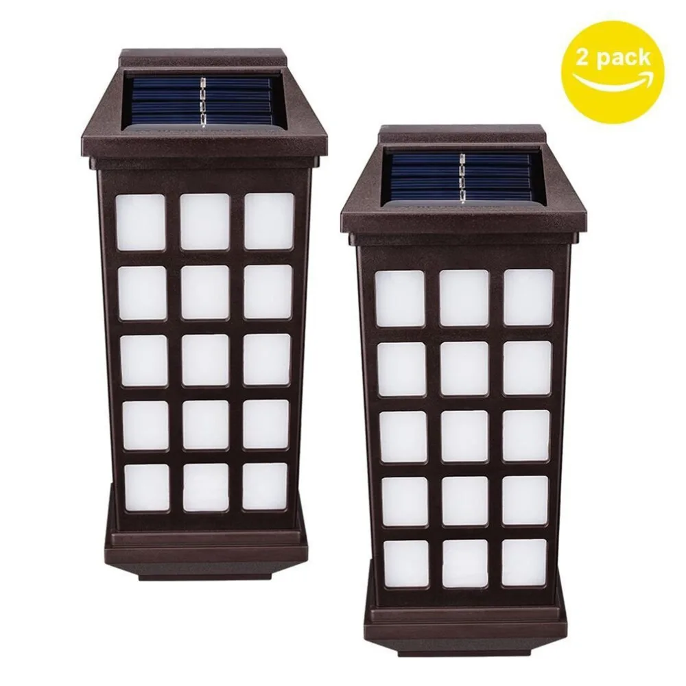 

2pcs LED Solar Light Waterproof IP65 Led Wall Lamp Retro Outdoor Lights Path Roof Corridor Yard garden Lighting White Warm White