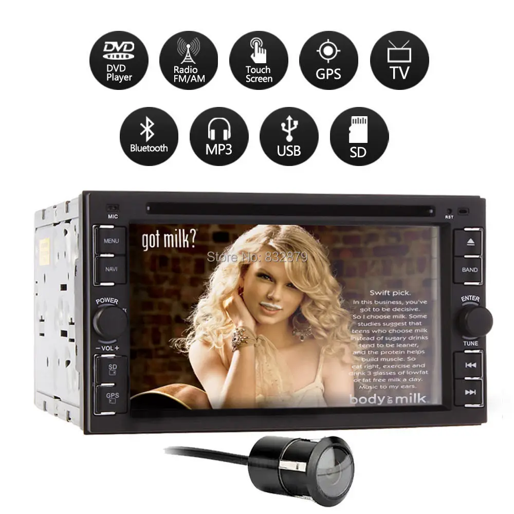 Free Camera Included Car DVD GPS Navigation Two 2DIN Car Stereo Radio