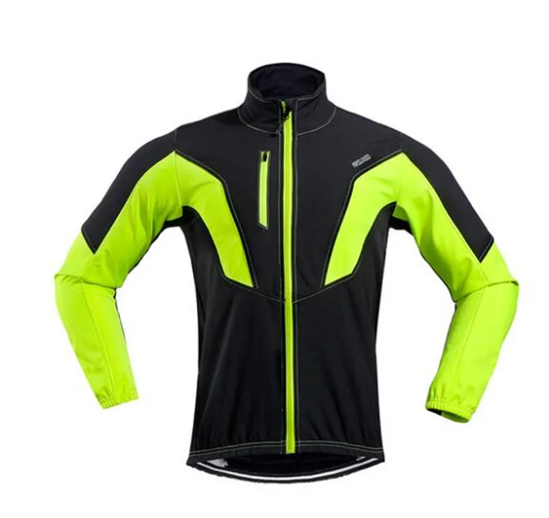 ARSUXEO теплая куртка для велосипедного спорта Зимняя Теплая Флисовая велосипедная одежда ветрозащитная Водонепроницаемая спортивная куртка MTB велосипедная Джерси - Цвет: Зеленый