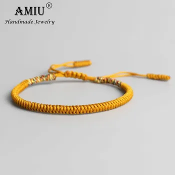 

AMIU Tibetan Buddhist Lucky Charm Tibetan Bracelets & Bangles For Women Men Handmade Knots Golden Rope Christmas Gift Bracelet