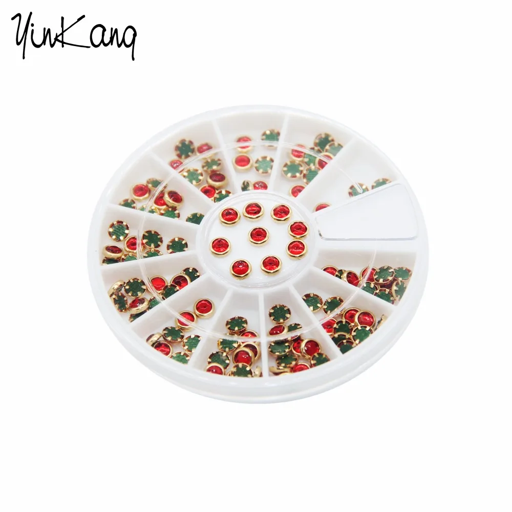 

2016 New Ruby Color 3D Nail Art Steering-wheel Nail Tips Gems Crystal Nail Glitter Rhinestone DIY Nail Decoration Wheel
