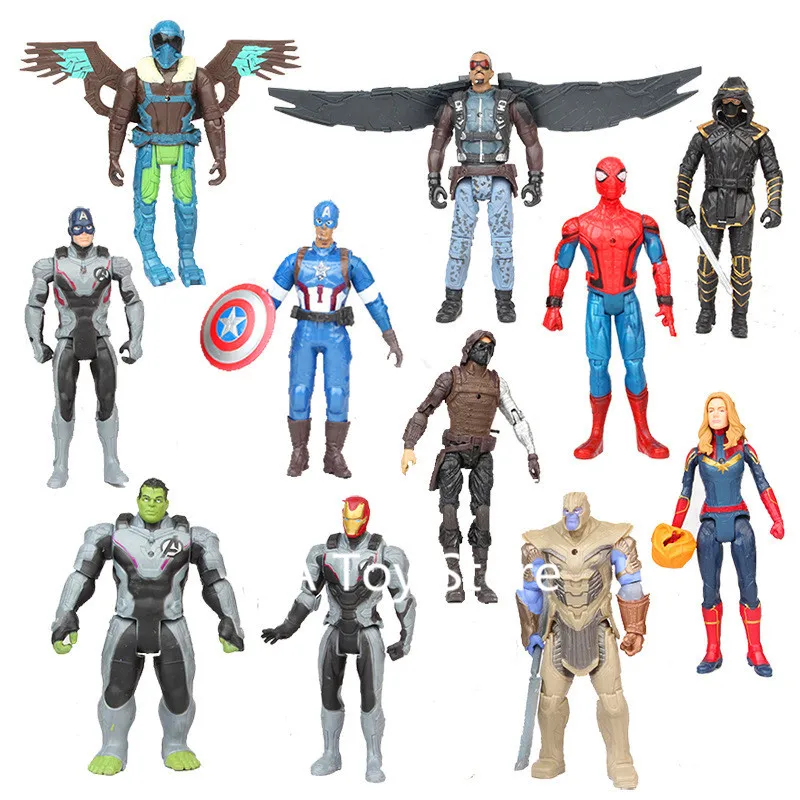 

11 PCS/Set Avengers Endgame Iron Man Thanos Hulk Captain Marvel Spider Man Captain America Falcon Action Figure Mode Toys