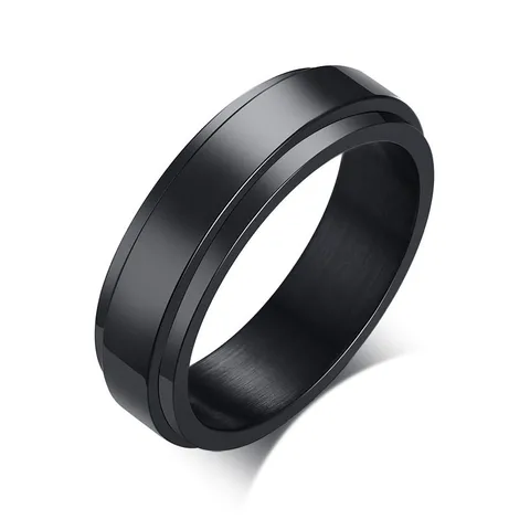 Stainless Steel Spinner Ring Mens Wedding Brands 6mm Black IP Love Promised Ring Jewelry