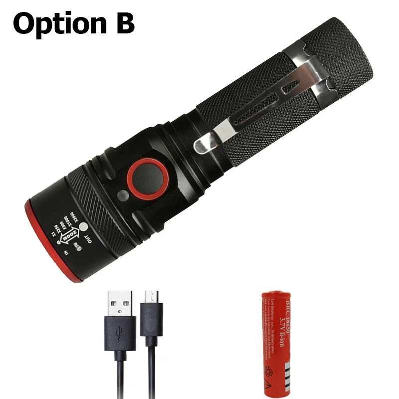 Litwod Z201511 светодиодный светильник-вспышка XM-L T6 400LM фонарь водонепроницаемый светильник Micro USB порт фонарь 4 режима масштабируемый для кемпинга и пеших прогулок - Испускаемый цвет: Option B